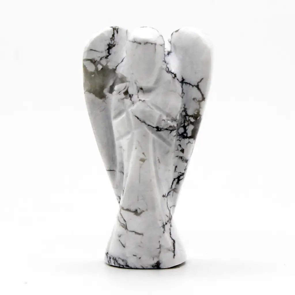 Anjo de Pedra Preciosa Esculpido à Mão - Howlite Branco