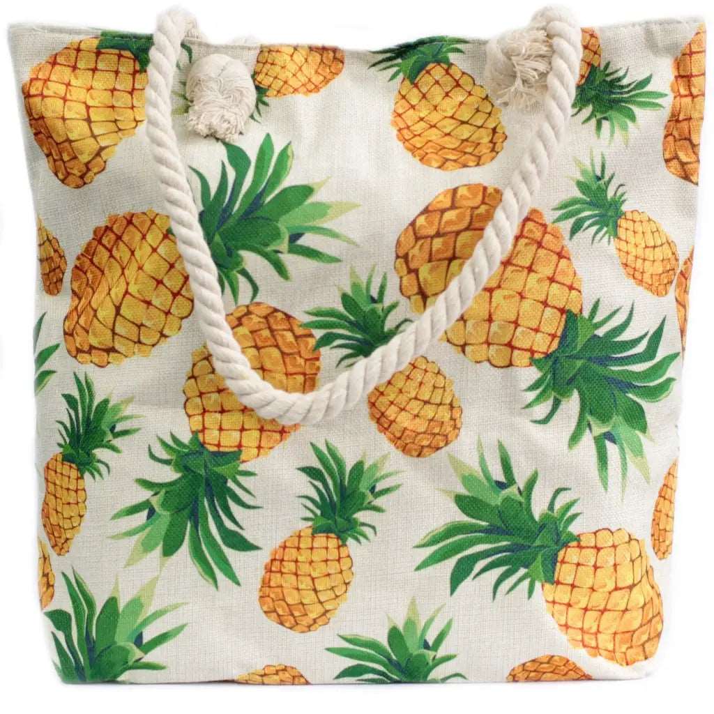 Bolsa de compras com alça de corda - piñas tropicais -