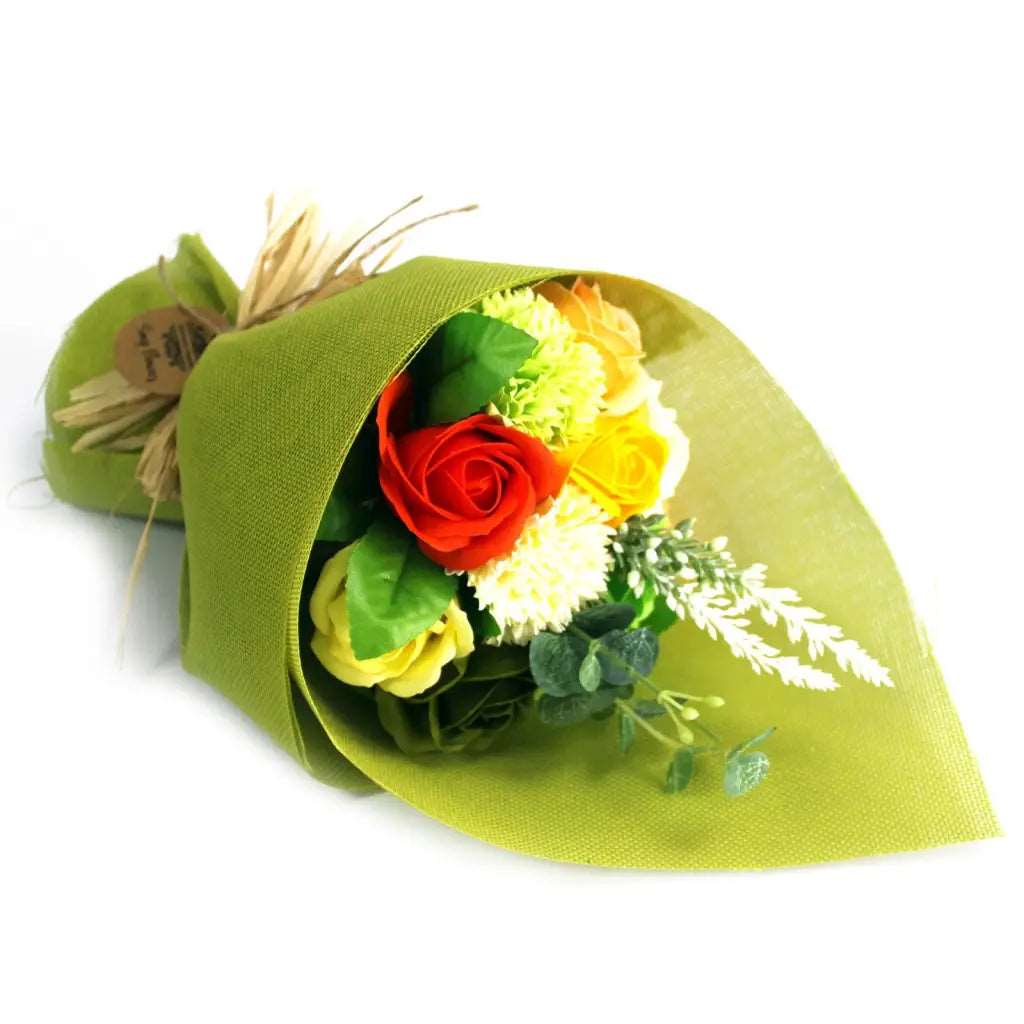 Buquês de flores de sabão- verde amarelo