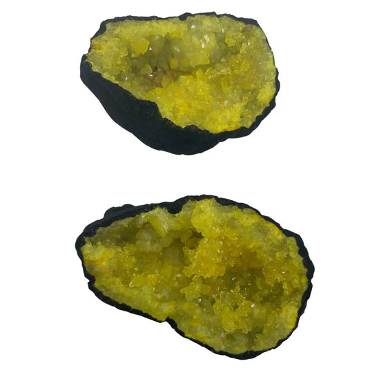 Geodo de Calcite colorido - pedra preta - amarelo - unidade