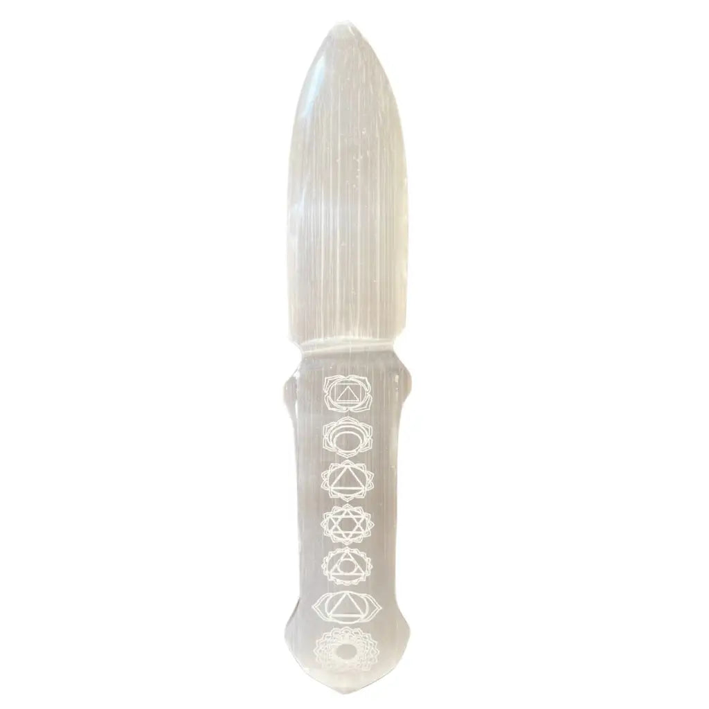 Peça ritual de selenite - chakra - unidade 19.5x1.5x3.5 (cm)