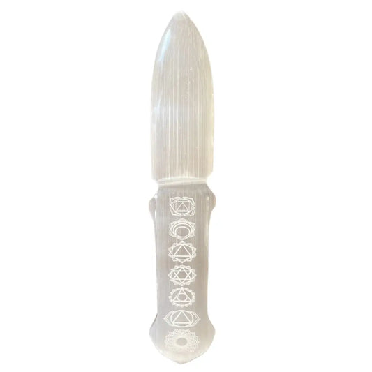 Peça ritual de selenite - chakra - unidade 19.5x1.5x3.5 (cm)