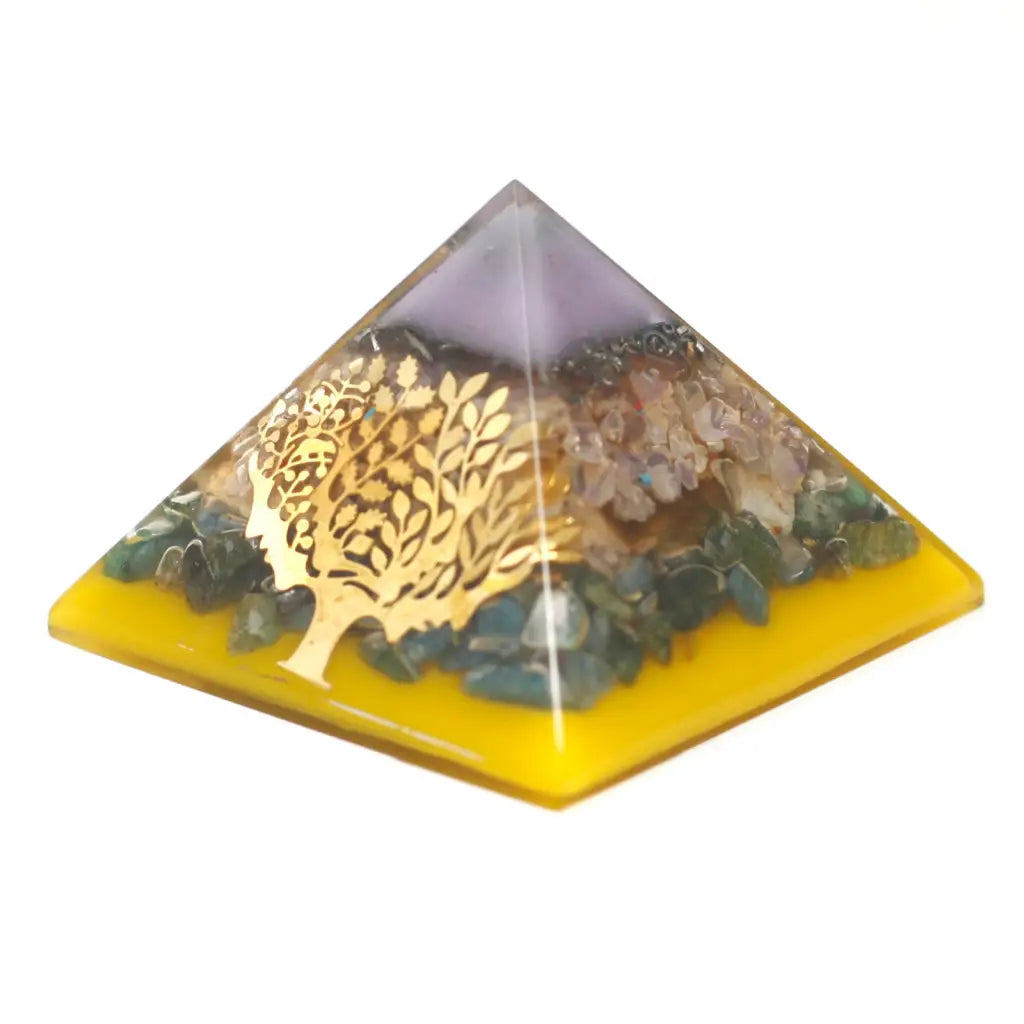 Pirâmide de Orgonite de 70mm - Chakra 70cm - Árvore (Puro de