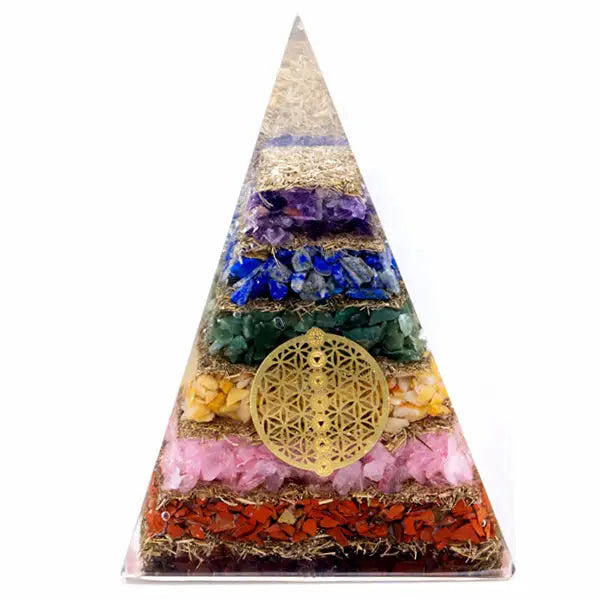 Pirâmide de Orgonite de 70mm - Chakra Gems - Flor of the