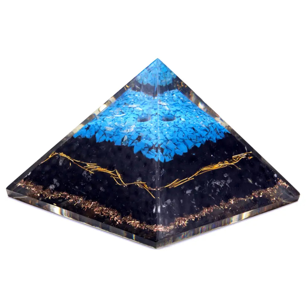 Pirâmide de Orgonite de 70mm- Chakra Gems - Turquesa e