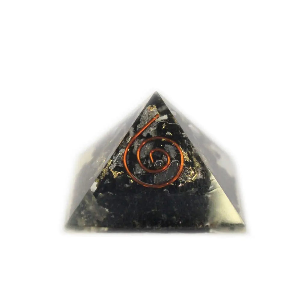 Pirâmide de orgonite pequena - gemchips e cobre - unidade