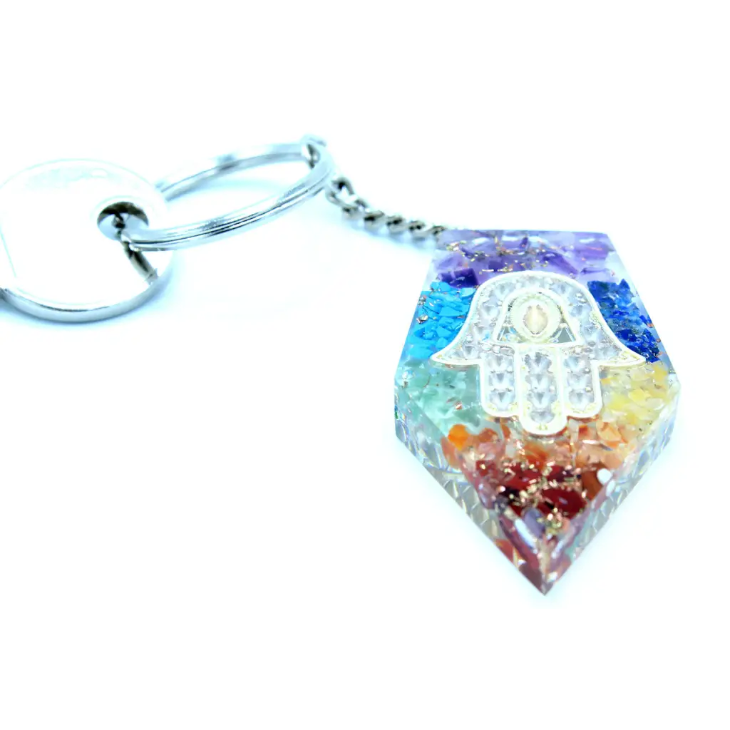 Porta-Chaves de Orgonite - Pedras naturais Chakra Hamsa -