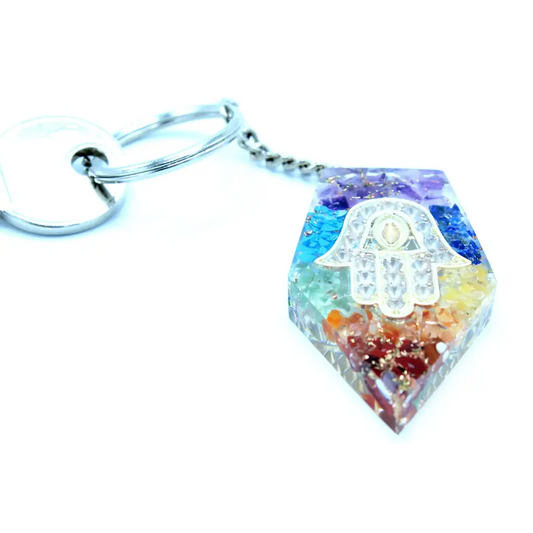 Porta-Chaves de Orgonite - Pedras naturais Chakra Hamsa -