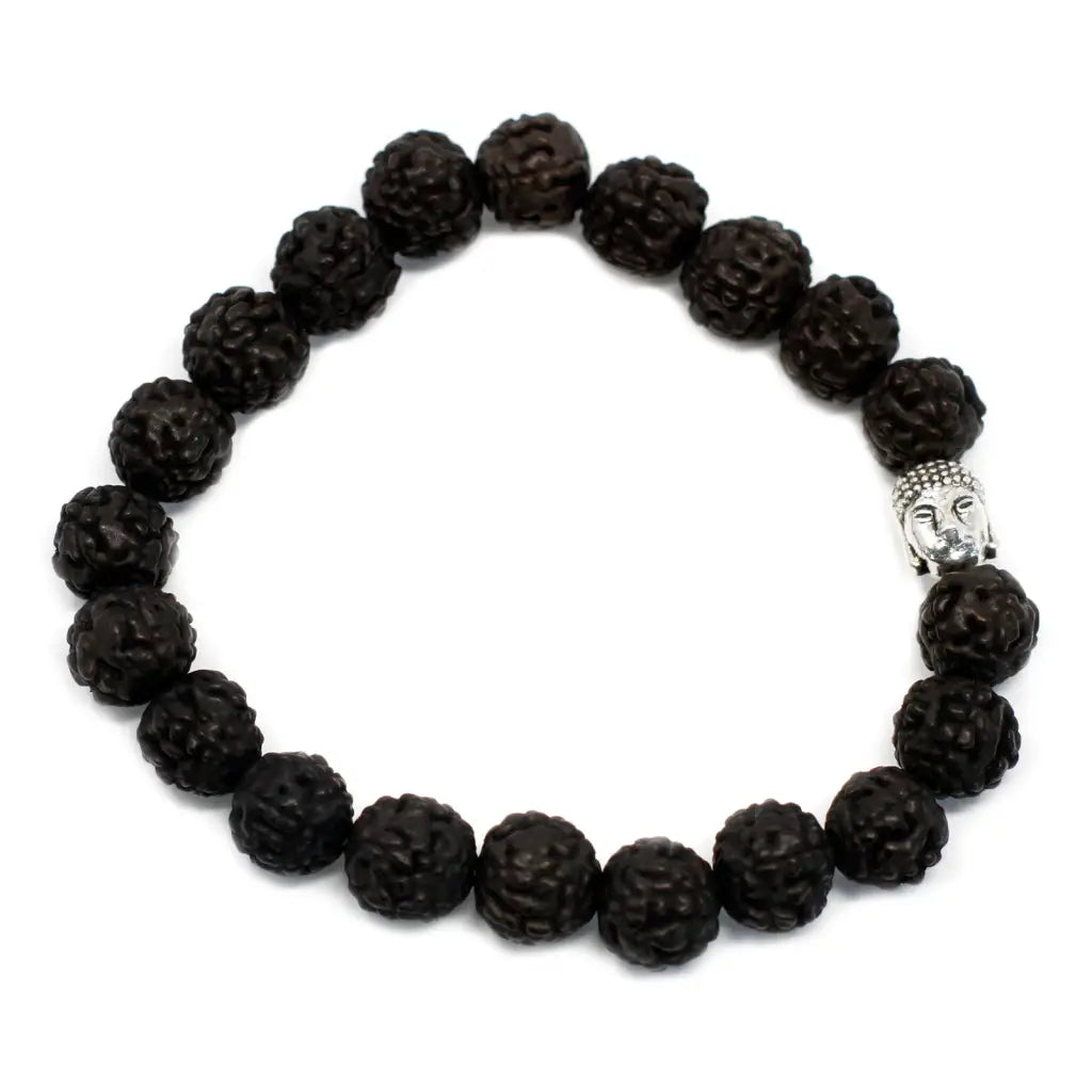 Pulseira Rudraksha Japa Mala Buddha - Escuro