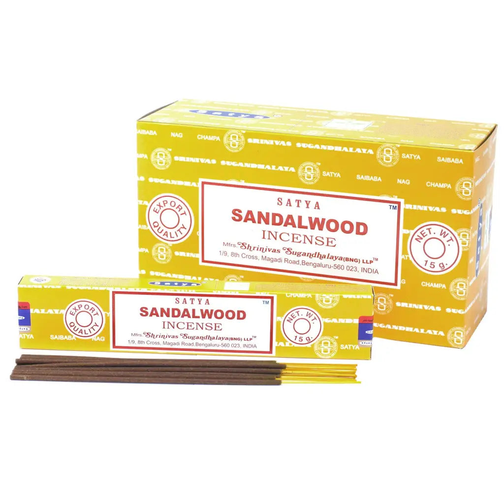 Varas de incenso de 15gm de Satya - Sandalwood 22x4x2 (cm), 0.176L, 0.085Kg/L