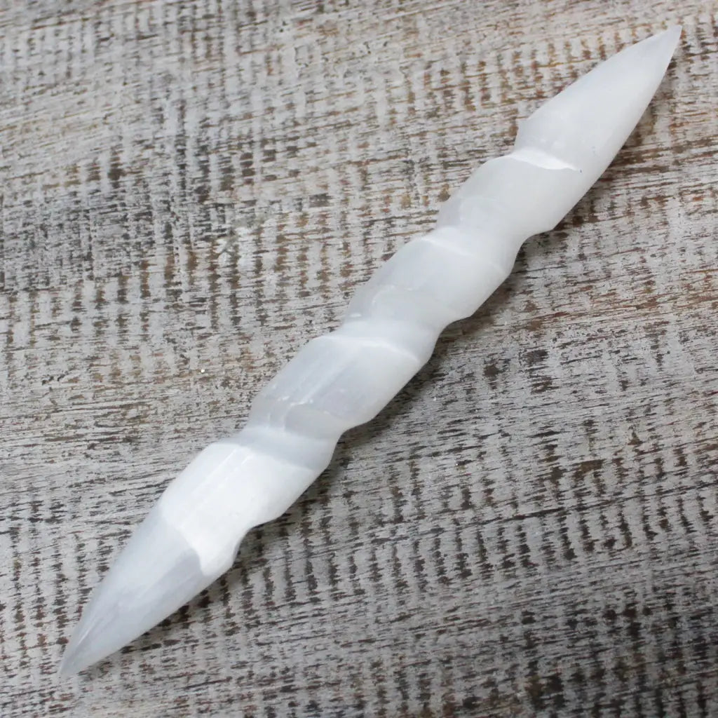 Varra espiral selenite - 16 cm (as duas extremidades da